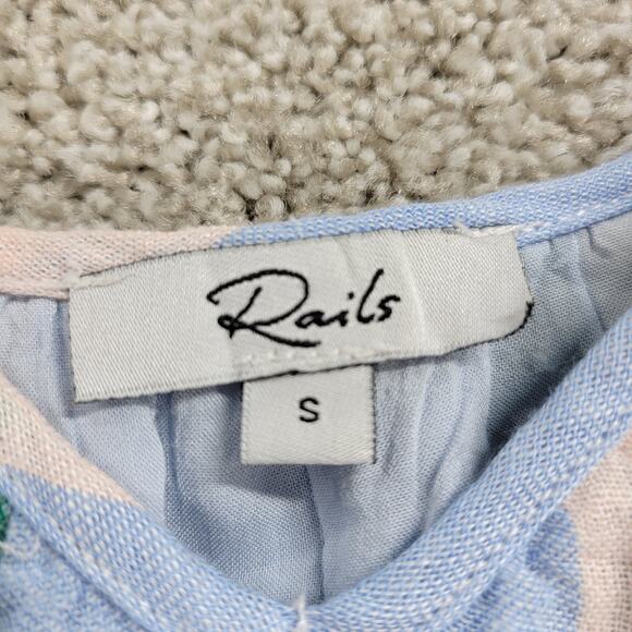 Rails Womens Ari Dress Small Blue Jamaica Stripe Spaghetti Strap V Neck Sundress - Picture 6 of 16